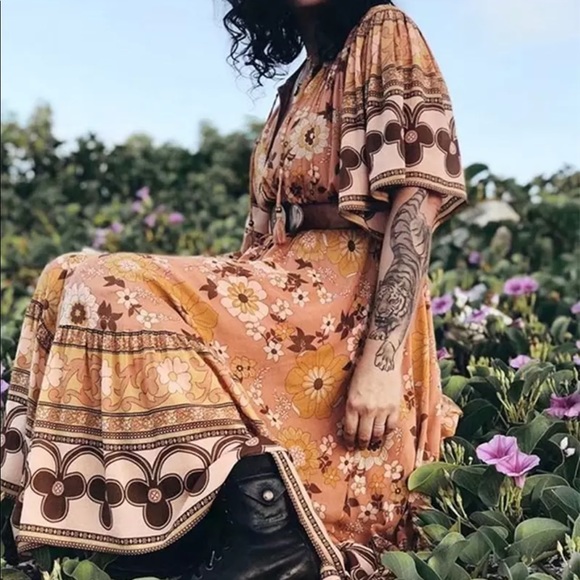 Boho Floral Gypsy Print Maxi Dress Wild Bloom - Picture 5 of 14